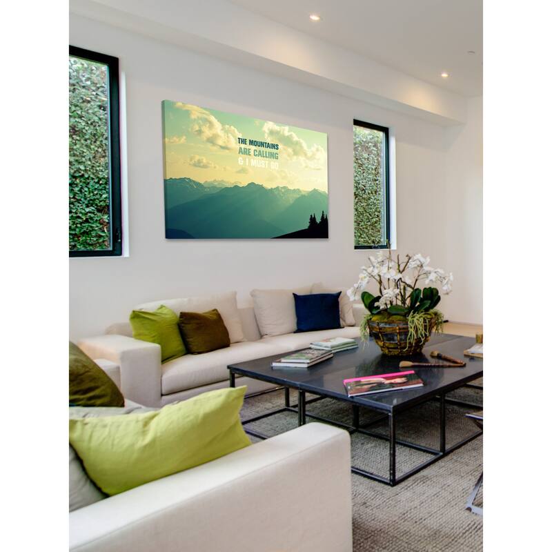 Marmont Hill - 'The Mountains Text' by Robert Dickinson Painting Print on Canvas - Multi-Color