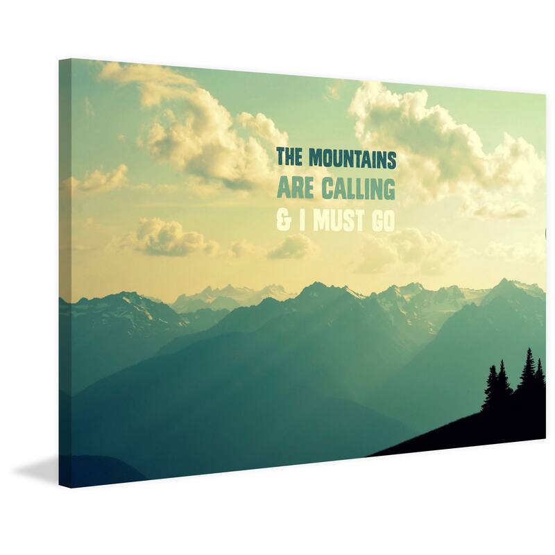 Marmont Hill - 'The Mountains Text' by Robert Dickinson Painting Print on Canvas - Multi-Color