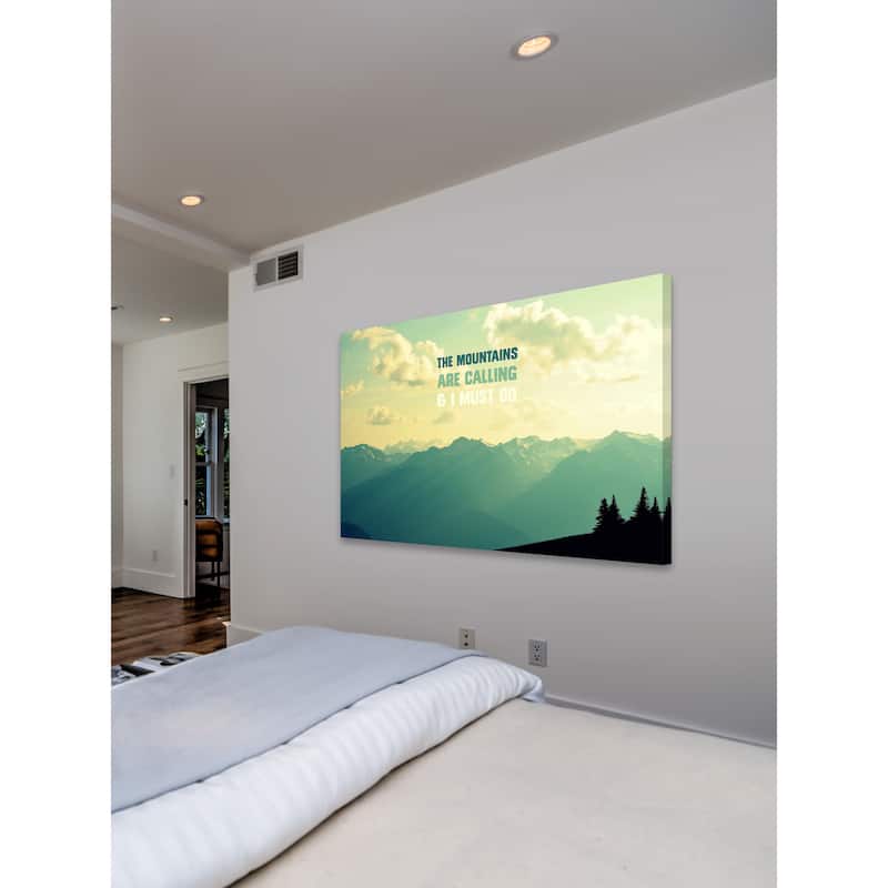 Marmont Hill - 'The Mountains Text' by Robert Dickinson Painting Print on Canvas - Multi-Color
