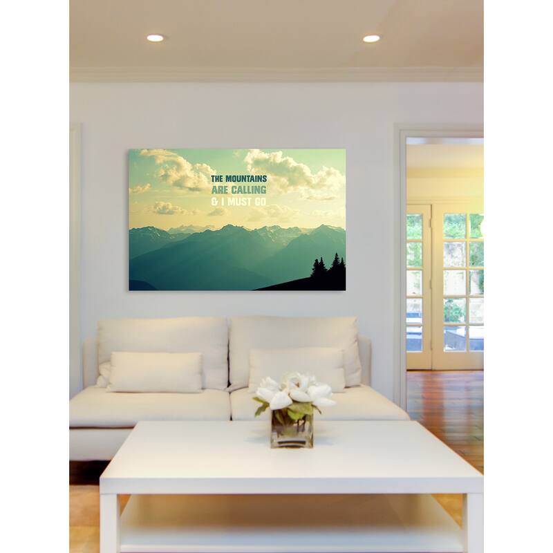 Marmont Hill - 'The Mountains Text' by Robert Dickinson Painting Print on Canvas - Multi-Color