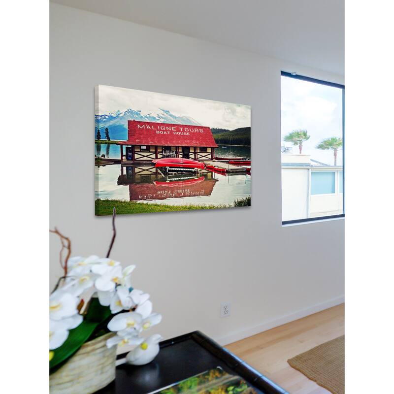 Marmont Hill - 'Maligne Lake' by Sylvia Cook Painting Print on Canvas - Multi-Color