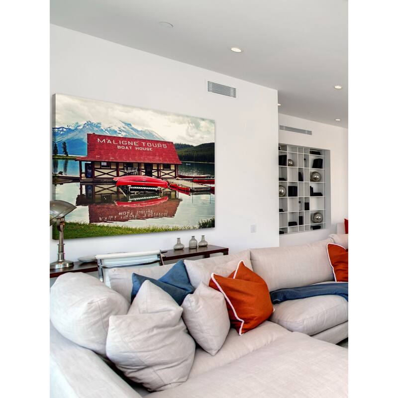 Marmont Hill - 'Maligne Lake' by Sylvia Cook Painting Print on Canvas - Multi-Color