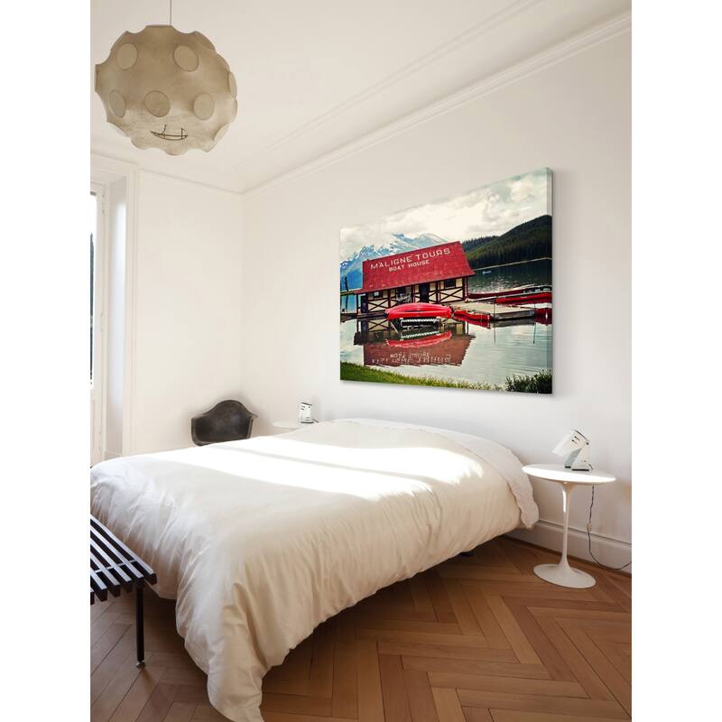 Marmont Hill - 'Maligne Lake' by Sylvia Cook Painting Print on Canvas - Multi-Color
