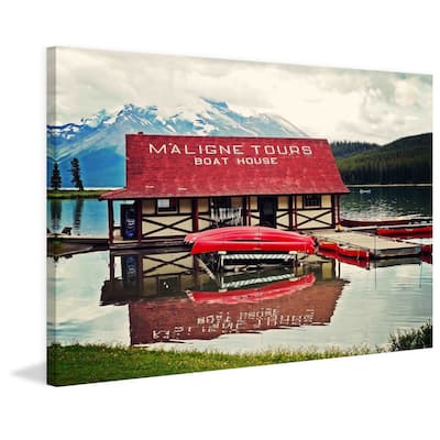 Marmont Hill - 'Maligne Lake' by Sylvia Cook Painting Print on Canvas - Multi-Color