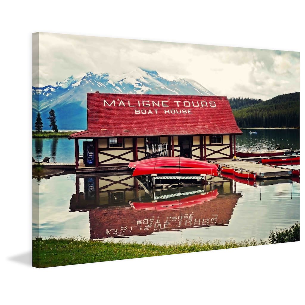 Marmont Hill - 'Maligne Lake' by Sylvia Cook Painting Print on Canvas - Multi-Color