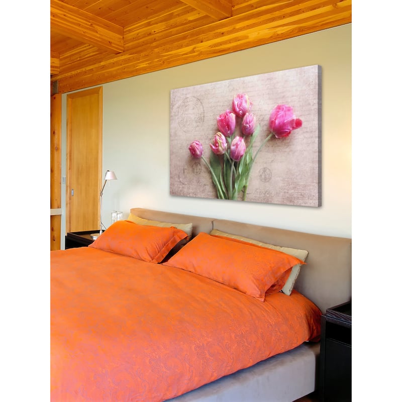 Marmont Hill - 'Pink Tulips' by Sylvia Cook Painting Print on Canvas - Multi-Color