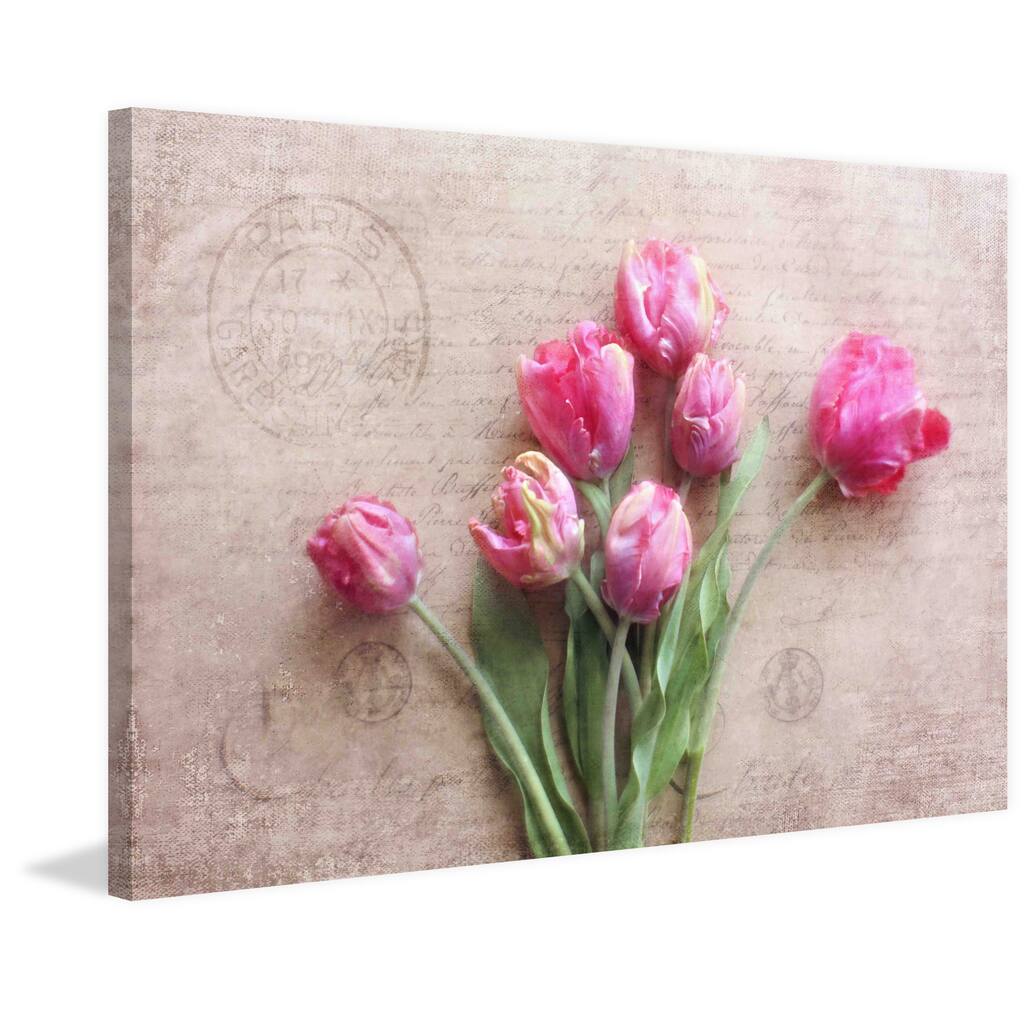 Marmont Hill - 'Pink Tulips' by Sylvia Cook Painting Print on Canvas - Multi-Color