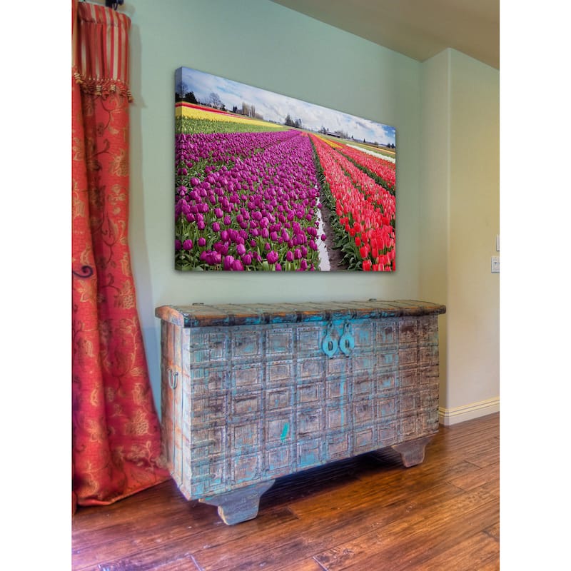 Marmont Hill - 'Skagit Valley Tulips' by Sylvia Cook Painting Print on Canvas - Multi-Color