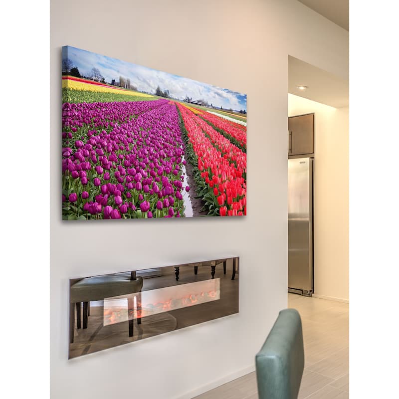 Marmont Hill - 'Skagit Valley Tulips' by Sylvia Cook Painting Print on Canvas - Multi-Color