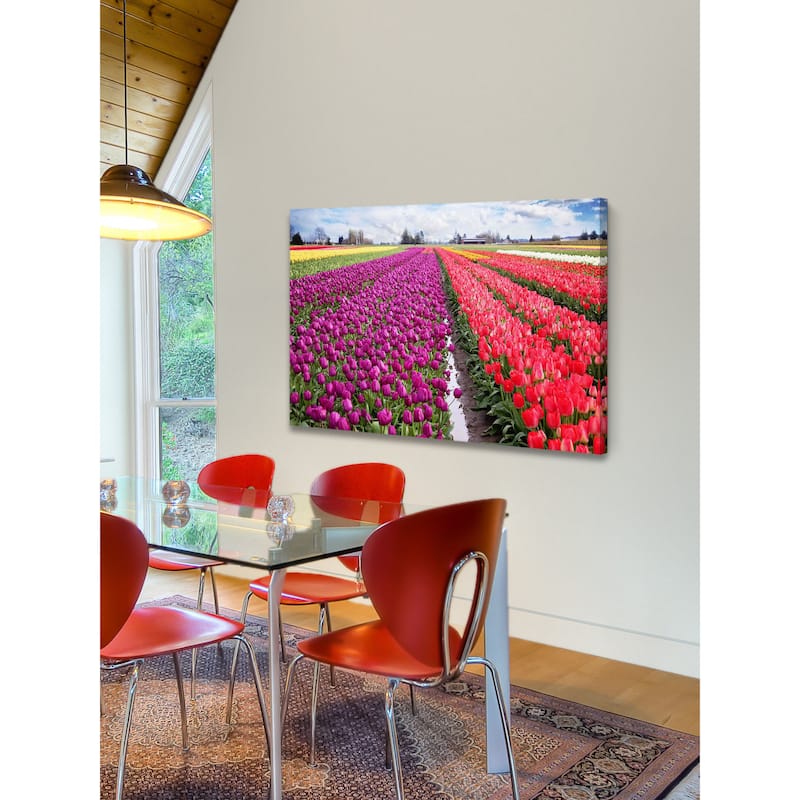 Marmont Hill - 'Skagit Valley Tulips' by Sylvia Cook Painting Print on Canvas - Multi-Color