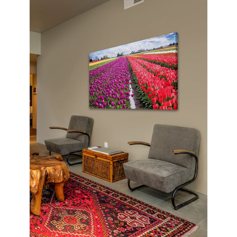 Marmont Hill - 'Skagit Valley Tulips' by Sylvia Cook Painting Print on Canvas - Multi-Color