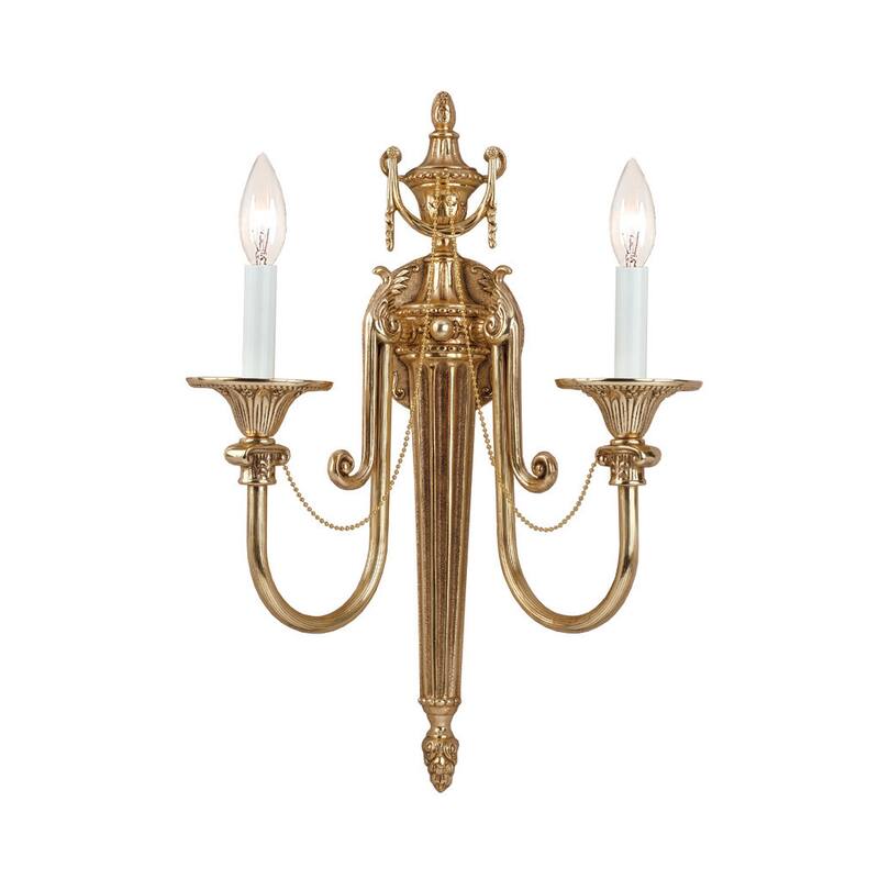 Traditional 2-light Olde Brass Wall Sconce