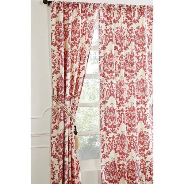 Shop Cottage Home Damask Coral Cotton 40 X 96 Single Curtain Panel