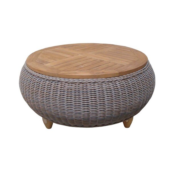 Shop Paradise Teak Wood Top Outdoor Ottoman Free Shipping Today 11323677