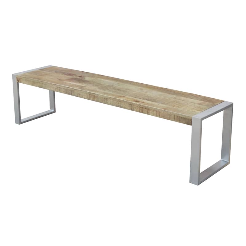 Timbergirl Reclaimed Wood Bench with Silver Metal Legs - 50 in.