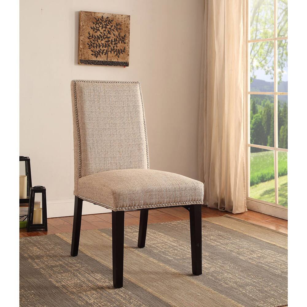 Burnett Taupe Parsons Chair with Silver Nailheads - Tan