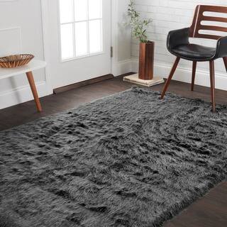 Faux Fur Rugs Area For Less Faux Fur Black Charcoal Rug 5 X