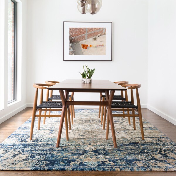 Shop Traditional Blue Ivory Medallion Distressed Rug Shop Traditional Blue Ivory Medallion Distressed Rug