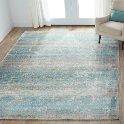 Alexander Home Contessa Traditional Floral Scroll Distressed Rug