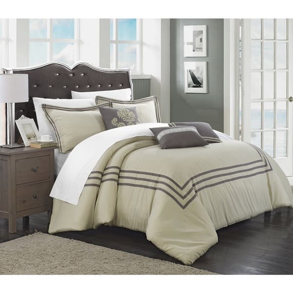 Chic Home Cornelius 12Piece Silver Beige Bed in a Bag Comforter Set