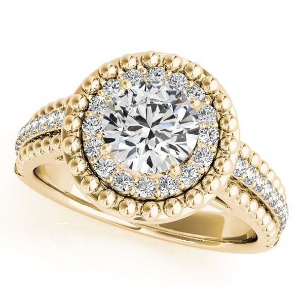 Shop 14k Gold 1 1/5ct Vintage Halo Round Cut Diamond Engagement Ring ...