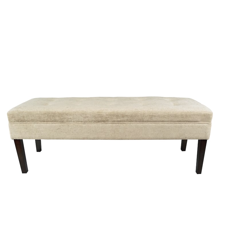 MJL Furniture Kaya Diamond Tufted Atlas Upholstered Long Bench - Cream