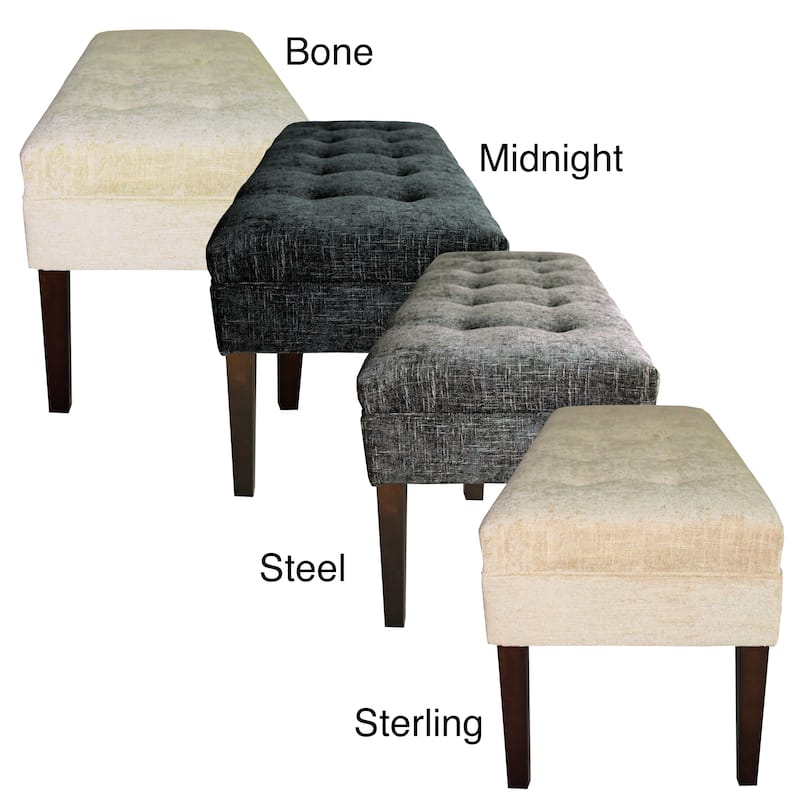 MJL Furniture Kaya Diamond Tufted Atlas Upholstered Long Bench