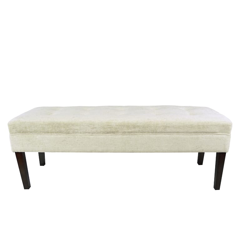 MJL Furniture Kaya Diamond Tufted Atlas Upholstered Long Bench - Off White