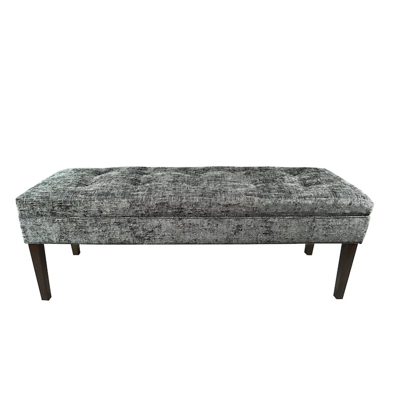 MJL Furniture Kaya Diamond Tufted Atlas Upholstered Long Bench - Grey