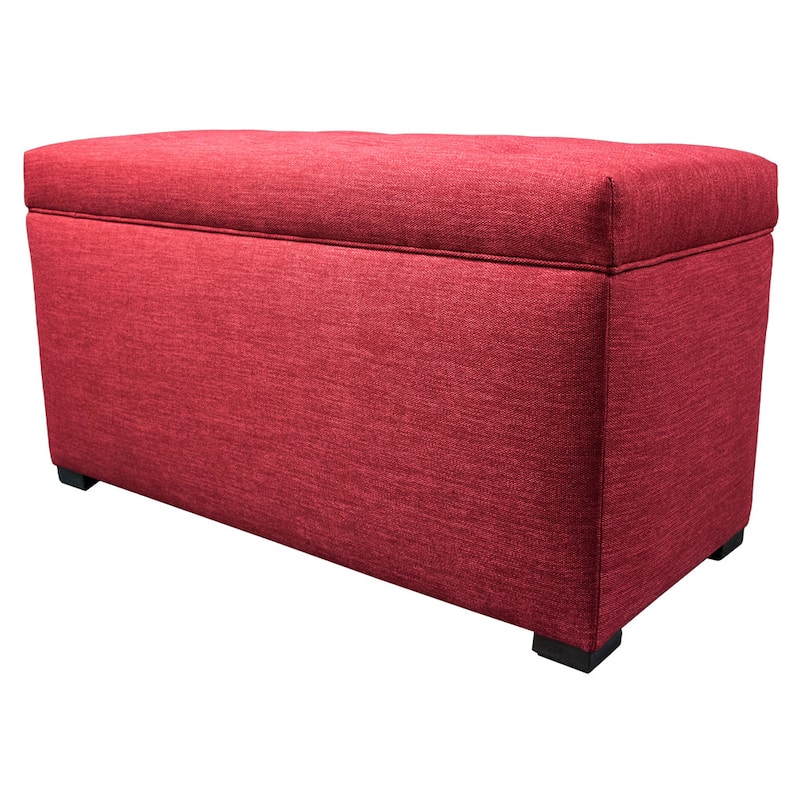 MJL Furniture Angela 8 Button Tufted Key Largo Storage Trunk Bench - Red