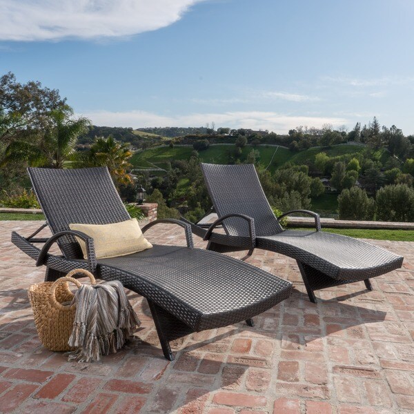 Shop Toscana Outdoor Wicker Armed Chaise Lounge Chair (Set of 2) by