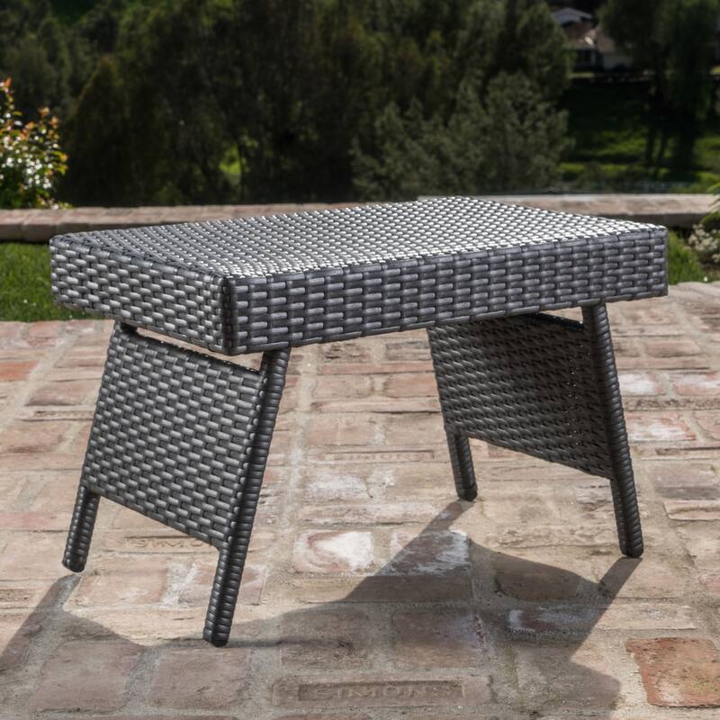 Outdoor Wicker Adjustable Chaise Lounge with Arms w/ table (Set of 2) by Christopher Knight Home