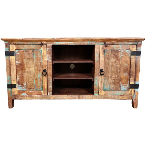 Porter 57 inch Reclaimed and Mango Wood 2 door TV Stand (India