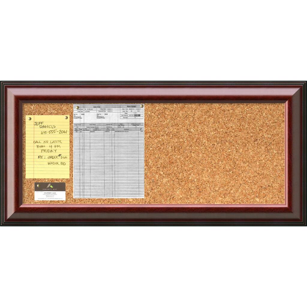 'Cambridge Mahogany Cork Board - Panel' Message Board 34 x 16-inch - 35 x 17-inch