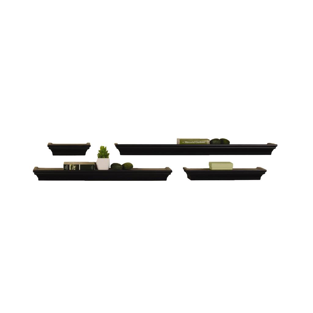 Melannco Black Wall Shelf (Set of 4)