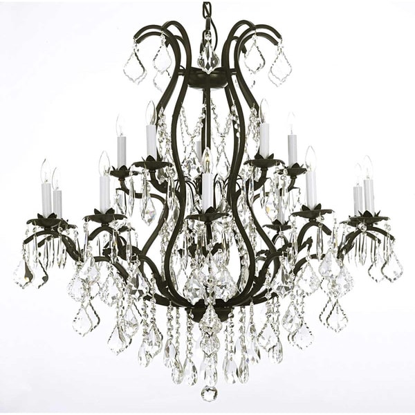 Gallery Lighting Black Wrought Iron And Clear Crystal 36 X Gallery Lighting Black Wrought Iron And Clear Crystal 36 X Inch Chandelier