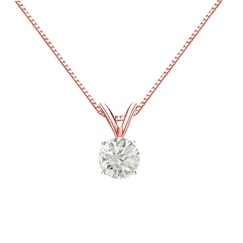 Auriya 14k Gold 1/2ctw Round Solitaire Diamond Necklace (J-K, SI1-SI2)