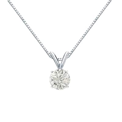 Auriya 14k Gold 1/2ctw Round Solitaire Diamond Necklace (J-K, SI1-SI2)