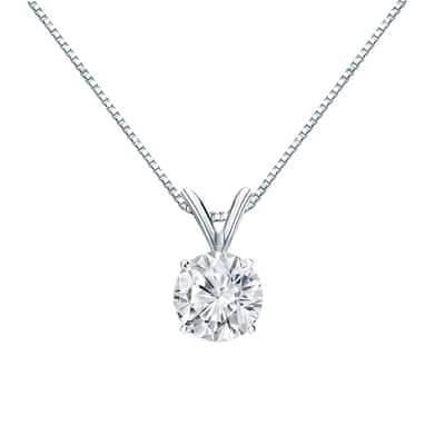Auriya 14k Gold 3/4ctw Round Solitaire Diamond Necklace (H-I, VS1-VS2)