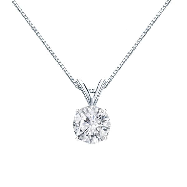 Auriya 3/4 carat TW Round Solitaire Diamond Necklace 14k Gold