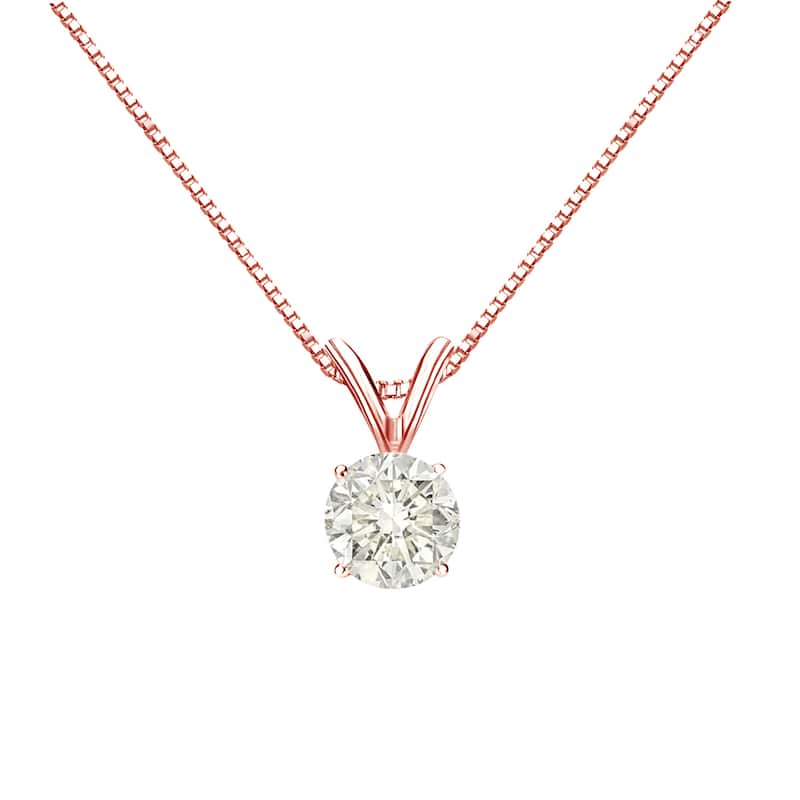 Auriya 14k Gold 1/2ctw Round Solitaire Diamond Necklace (J-K, I1-I2)
