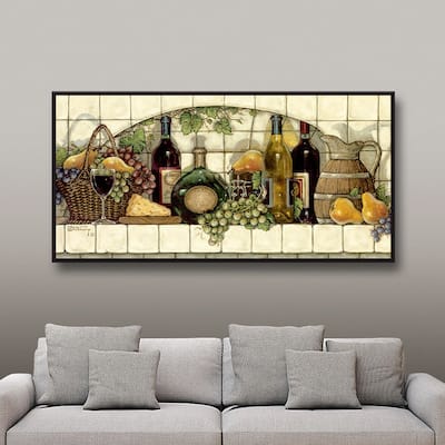 ArtWall Janet Kruskamp's Wine, Fruit 'n Cheese, Gallery Wrapped Floater-framed Canvas