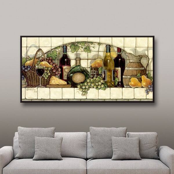 Canvas Frame Wine Fruit Kitchen Wall Art gallery wrapped floater framed canvas image gallery