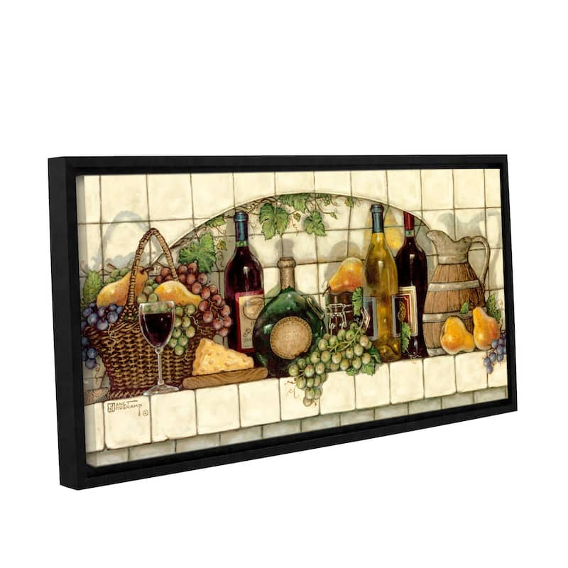 ArtWall Janet Kruskamp's Wine, Fruit 'n Cheese, Gallery Wrapped Floater-framed Canvas