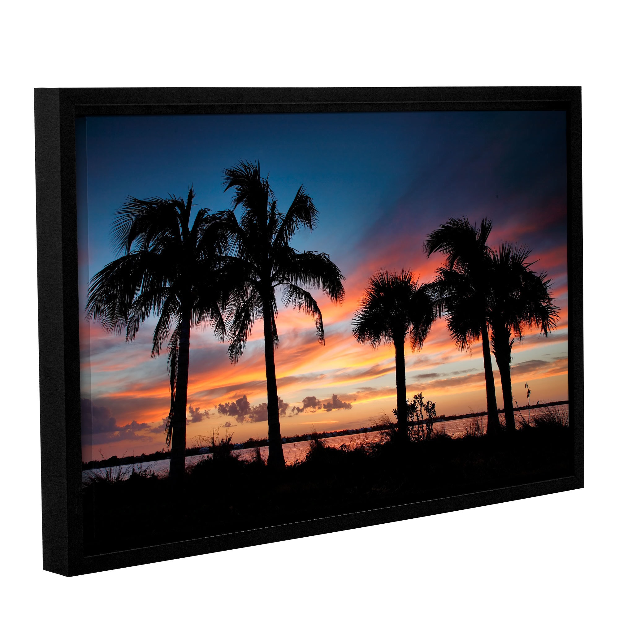 Art Wall Sunset Bay III by Steve Ainsworth 4 Piece Floater Framed Photographic Print on Canvas Set