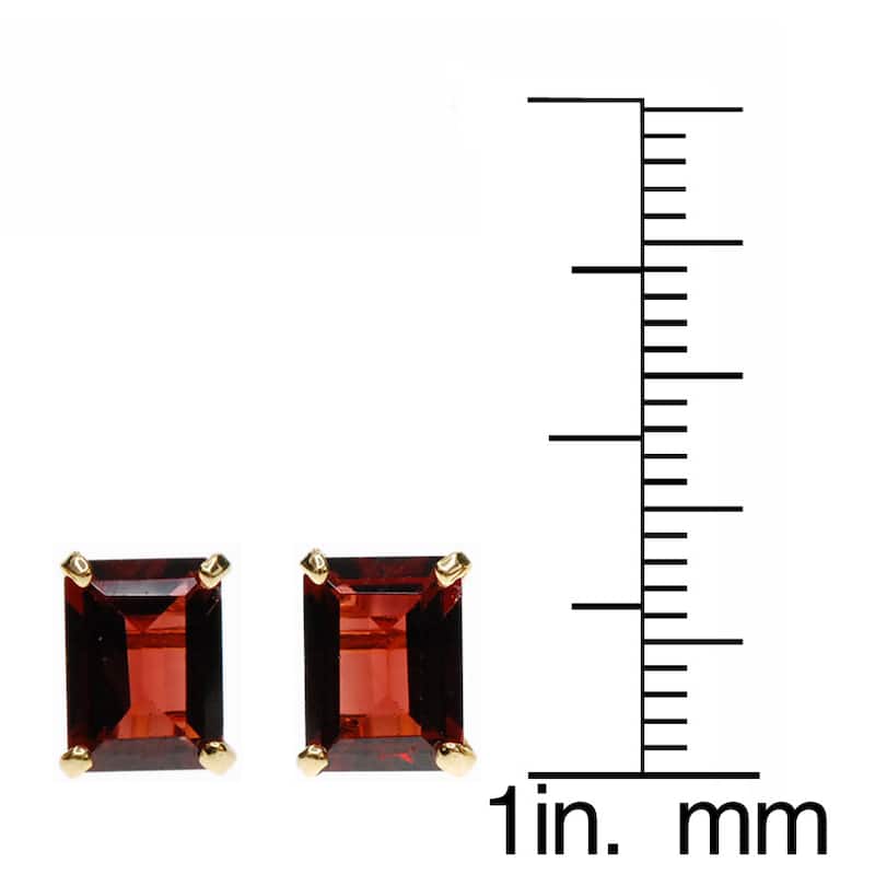Kabella 14k Gold Garnet EmeraldCut Stud Earrings