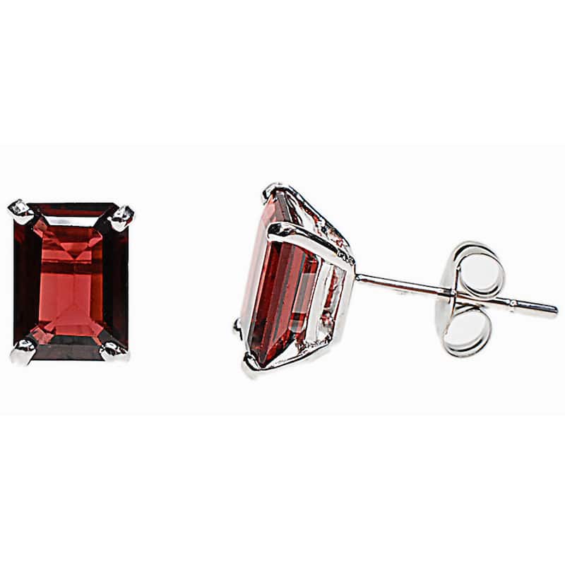 Kabella 14k Gold Garnet EmeraldCut Stud Earrings