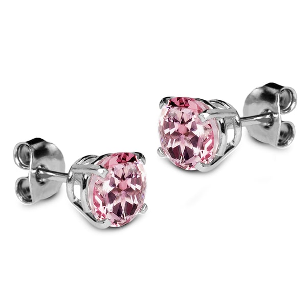 Round Cut Simulated Angel Wing Stud Earrings In 14K White Gold Over Sterling Silver