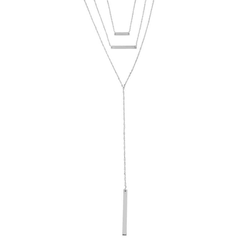 Argento Italia Sterling Silver Bar Layered Lariat Necklace
