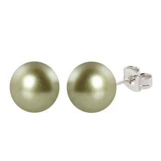Green Pearl Earrings Online At Our Best 10 5mm Round Mint Green S Pearl Stud Earrings With Sterling Silver Post And